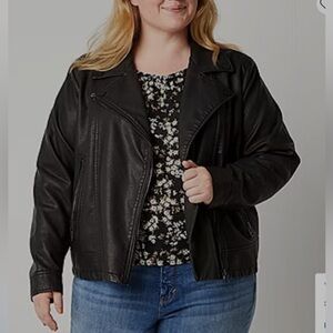 a.n.a Faux Leather Black Rocker Grunge Punk Moto Jacket Size 0X NWT